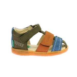 KICKERS KICK BAZAR Kaki Camel Bleu Sandales Nu Pieds