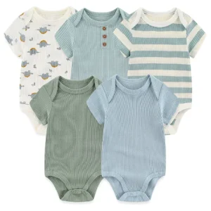 Lot 5 Bodies Bébé Coton Doux Garçon Fille