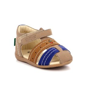 KICKERS BIGBAZAR camel & bleu Sandales Nu Pieds