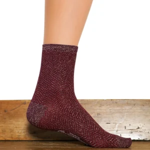 Socquette chevron bordeaux brillo