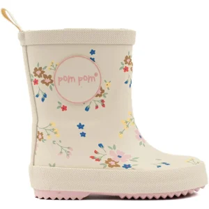 POM POM FLOWER Beige Bottes de Pluie