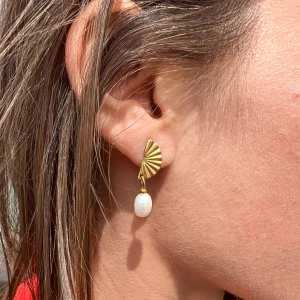 Boucles d’oreilles Eventail perle d’eau douce
