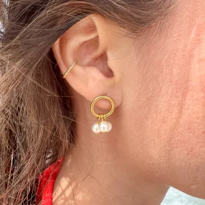 Boucles d’oreilles Puces perles d’eau douce l 3 perles