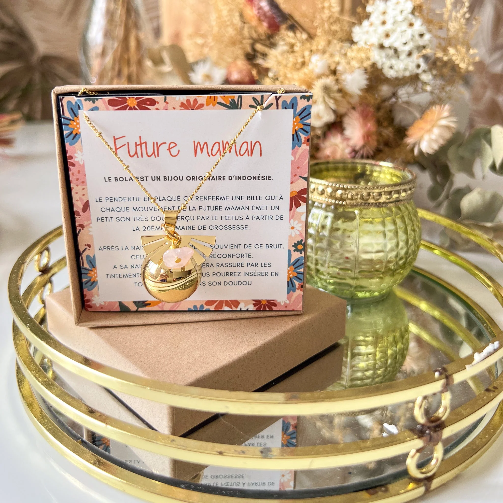 Bola de grossesse bohème en or avec quartz – Image 3