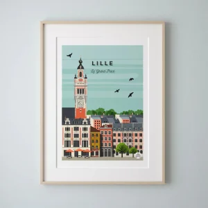 Affiche de ville Lille l La Grande Place l 30 cmx 40 cm (pré-commande)