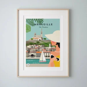 Affiche de ville Marseille l La Cité Phocéenne l 30 cmx 40 cm (pré-commande)