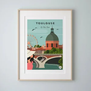 Affiche de ville Toulouse l La Ville Rose l 30 cmx 40 cm (pré-commande)