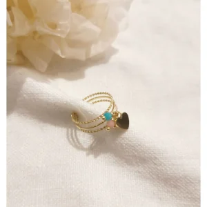 Bague coeur avec perle