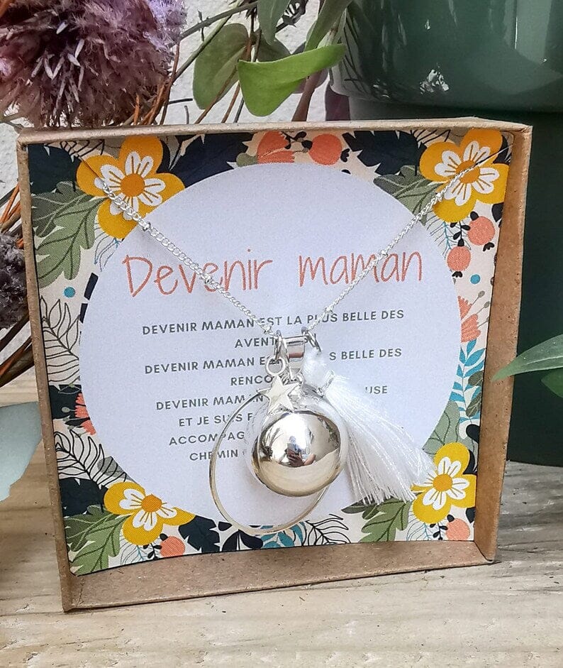 Bola de grossesse en plaqué argent avec pompon et étoile – Image 2