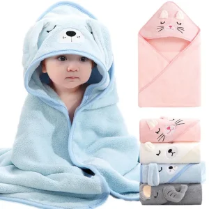 Cape de Bain Bébé à Capuche – Motif Animal Doux & Chaud