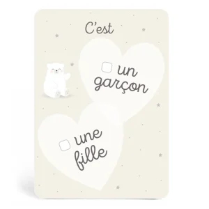 Carte annonce fille ou garçon ours blanc