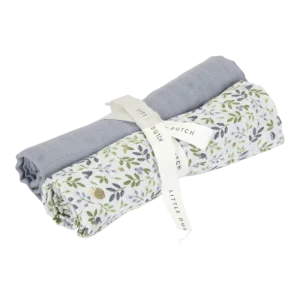Langes Swaddles mousseline 70 x 70 - Forest Adventures & Denim Blue