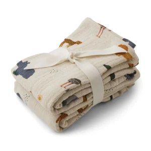 Lot de 2 langes en mousseline Lewis - (divers coloris)