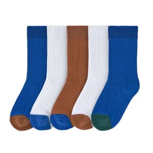 Lot de 5 chaussettes côtelées - Little Gang, blue/milky/caramel (divers tailles)